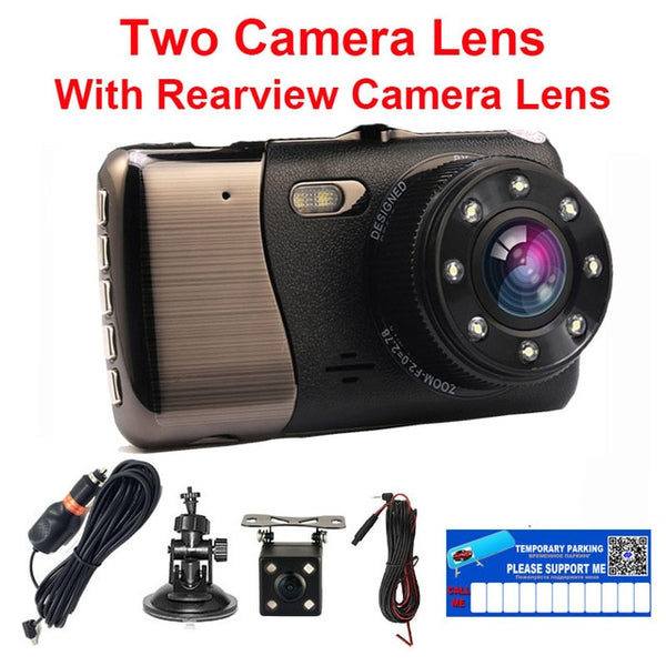 E-ACE 4.0" Car DVR Camera Dual Lens With LDWS ADAS Rear View Support Front Car Distance Warning Full HD 1080P Car Dvrs Dashcam