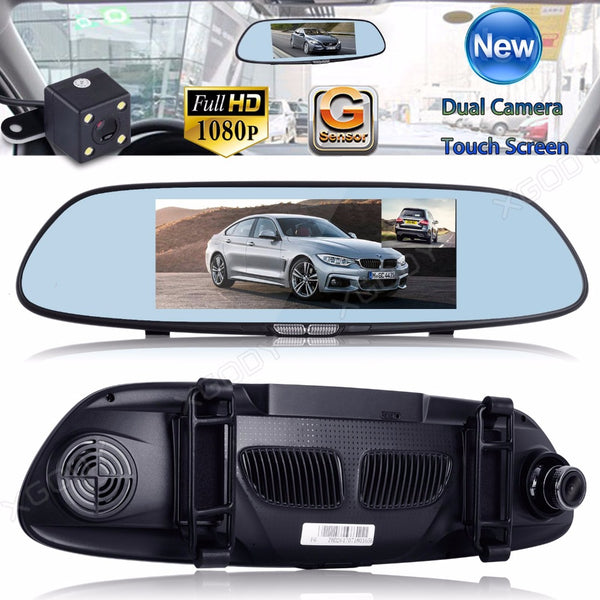 7 Inch Dual Lens Front and Back View Dash Camera Video Recorder Reversing Vehicle Auto Dashcam Rear Mirror Car DVR Night Vision