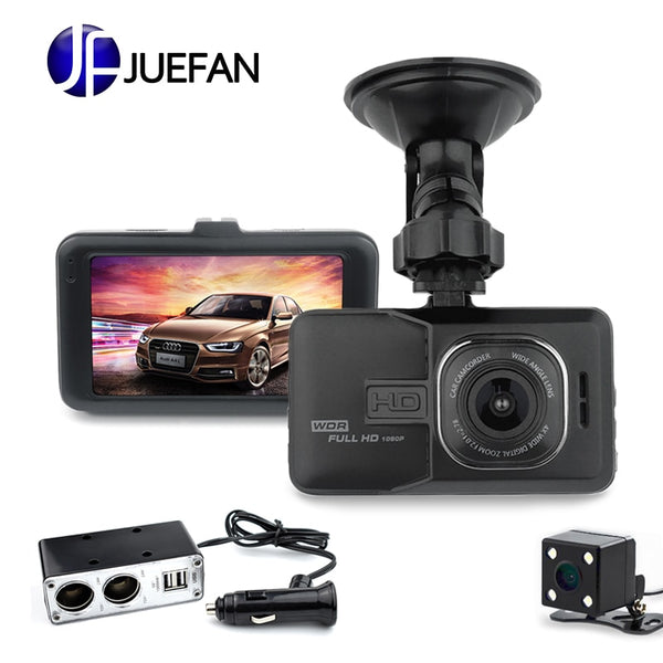 JUEFAN SD18 Car Camera DVR Car DVRS  170 Degree Angle Full HD 1080P Dual Lens Video Recorder Russian Language Dash Cam