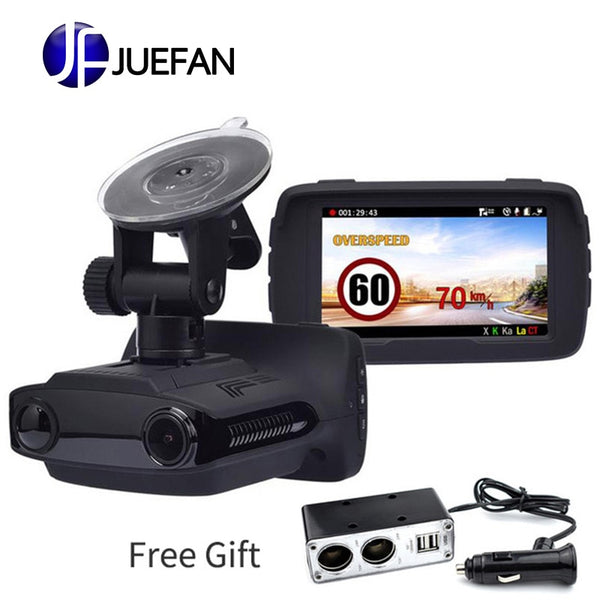 JUEFAN car dvr camera radar detectors dash camera video recorder HD 1296P Russian radar detector alarm vehicle speed control GPS