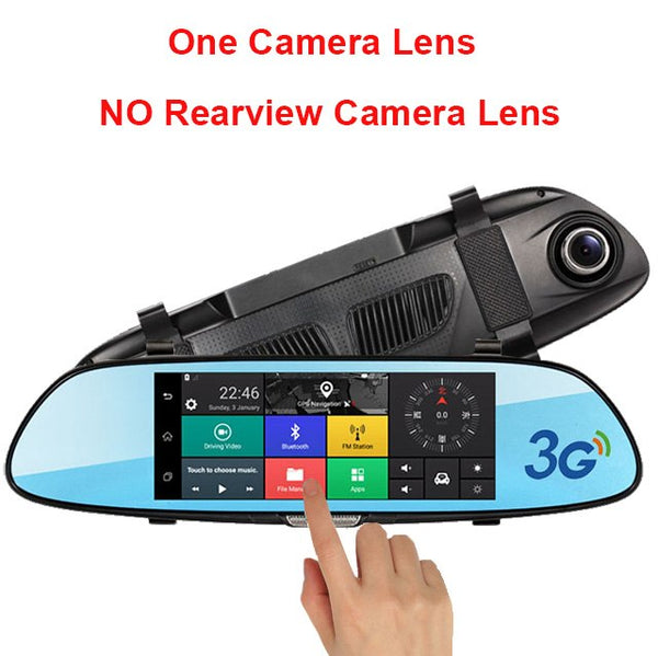 E-ACE 3G 7" Touch Car DVR Camera GPS Bluetooth Dual Lens Rearview Mirror Android 5.0 Video Recorder Full HD 1080P Auto Dash Cam