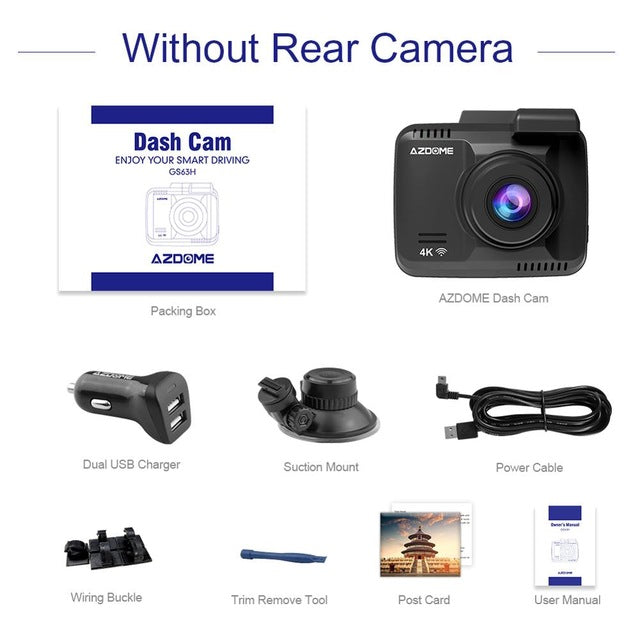 AZDOME GS63H 4K Built in GPS WiFi Car DVRs Recorder Dash Cam Dual Lens Vehicle Rear View Camera Camcorder Night Vision Dashcam