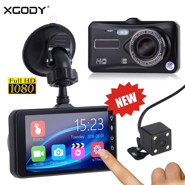 XGODY A6T 4" DVR Dash Camera Dual Lens Touch Screen Night Vision G-sensor Video Recorder Dash Cam 1080P Motion Detection Dashcam
