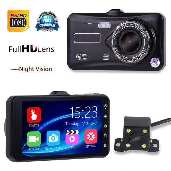XGODY A6T 4" DVR Dash Camera Dual Lens Touch Screen Night Vision G-sensor Video Recorder Dash Cam 1080P Motion Detection Dashcam