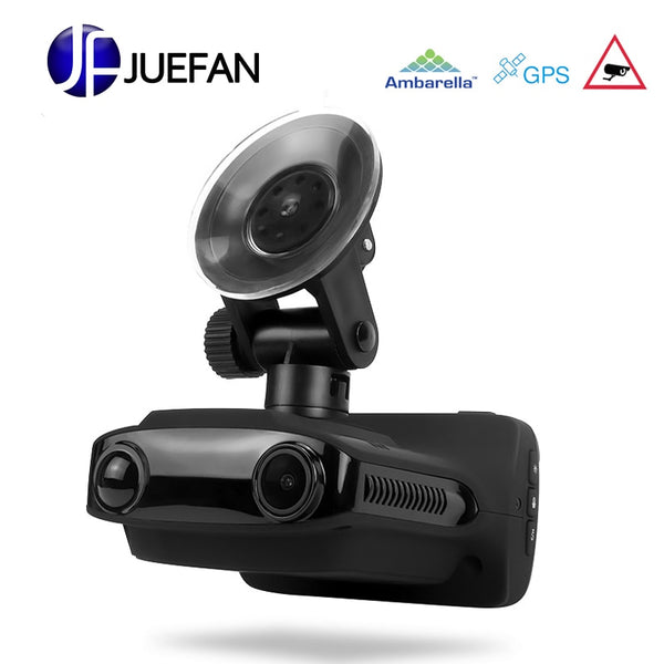 JUEFAN Multifunction car dvr gps dvr radar detector Overspeed prompt FHD1296P Recorder Russian Language Car Camera dash camera