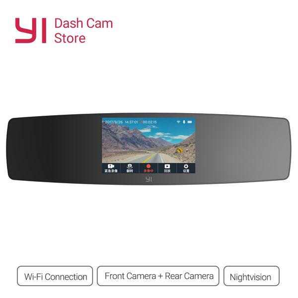 YI Mirror Dash Cam Dual Dashboard Camera Recorder Touch Screen Front Rear Car DVR Camera G Sensor Night Vision Parking Monitor