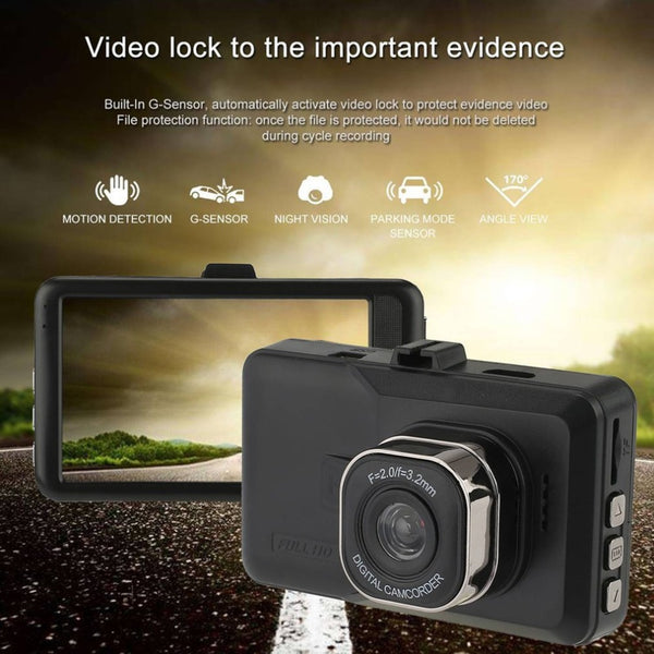 3.0 inch LCD Dash Camera Video Car DVR Recorder Full 1080P HD G-Sensor 32GB Motion Detector Cycle Recording