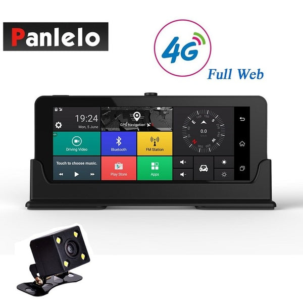 Car Dash Camera DVR 6.86" Android Video Recorder Quad Core 1GB 16GB ROM 3G/4G Wi-Fi Bluetooth Rear View Cam G-Sensor 1080P 1.3GH