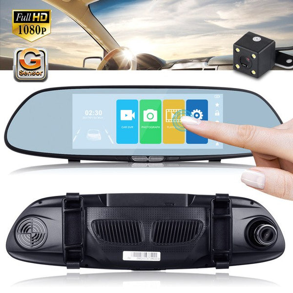 XGODY 7" Touch Screen Car DVR Rear Mirror 1080P Dash Camera Auto DVRs Dual Lens Video Recorder Night Vision Dash Cam Dashcam