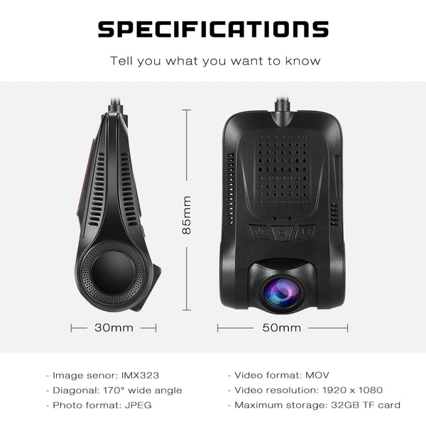 RS301 NT96658 Car Hidden Dash Cam 170 Degree  1080P HD Resolution WiFi WDR  Rear View Camera  Support Driving Recorder