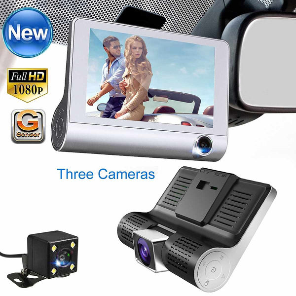 4.0'' 3 Way Full HD 1080P Car DVR Rear View Cameras Video Recorder Auto Registrator Dual Lens  Dash Cam DVRS + Backup Camera