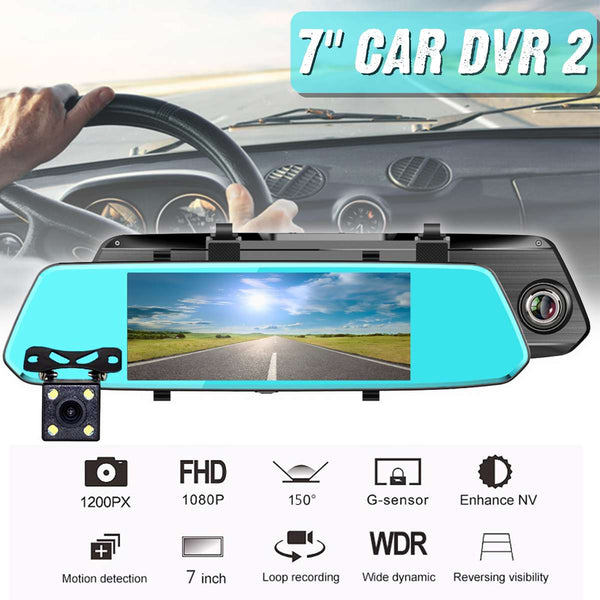 7 inch Full HD 1080P Dual Lens Car DVR Blue Mirror Camera Video Recorder Auto Registrator Dvrs Dash Cam Rear View Cameras