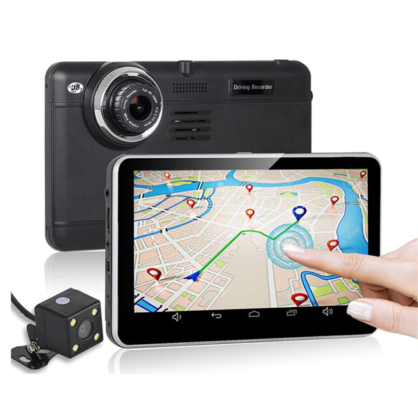 XGODY 7 inch Android 4.4 GPS Navigation With DVR Mirror Rearview Camera Car DVRs Video Recorder Dash Cam Wifi 2018 EU/AU Map