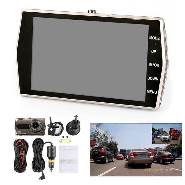 Car DVR 4 Inch LCD Screen CAR Camera Dual Lens FHD 1080P Dash Cam Video Recorder Night Vision G-sensor Metal Appearance
