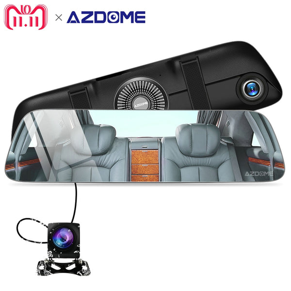AZDOME PG01 5.5" IPS Touch Screen Super Night Vision Mirror Video Recorde Dual Lens HD 1080P+720P Dash Cam Car Rear View DVR