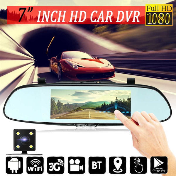 3G Wifi Android 7" Bluetooth Dual Lens Car DVR Rearview Mirror Camera Video Recorder Auto Registrator Dash Cam GPS Navigation
